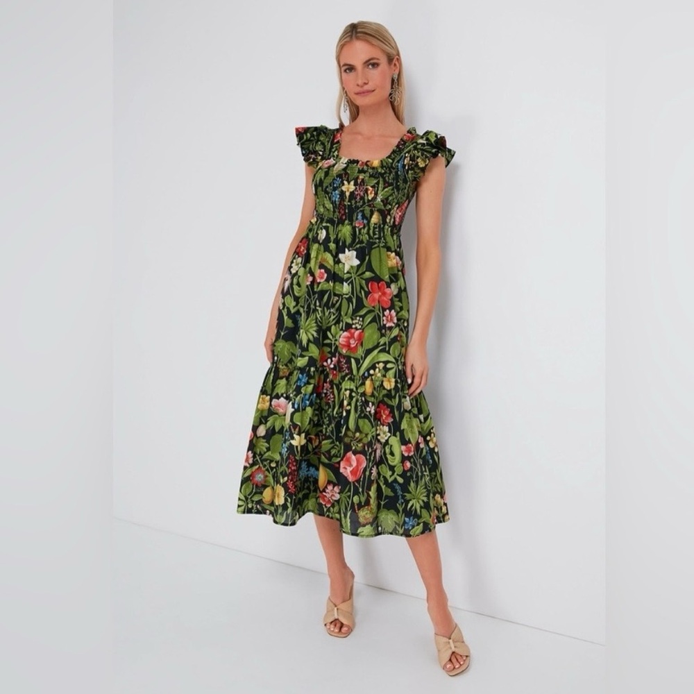 Tuckernuck Noir Blooming Botanical Mallie Midi Dress